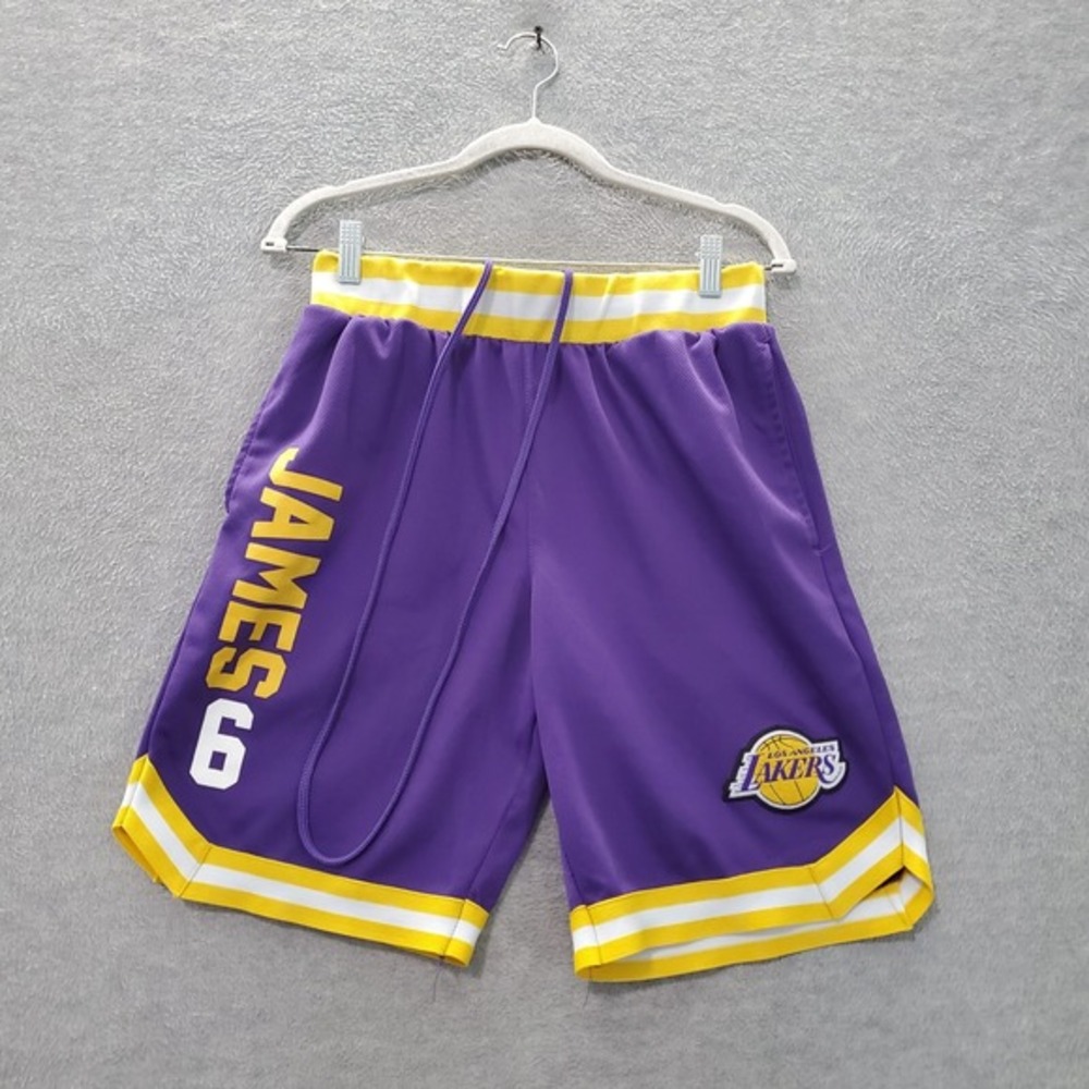 Los Angeles Lakers‎ Men Activewear Shorts Medium Purple UNK Logo LeBron James 6